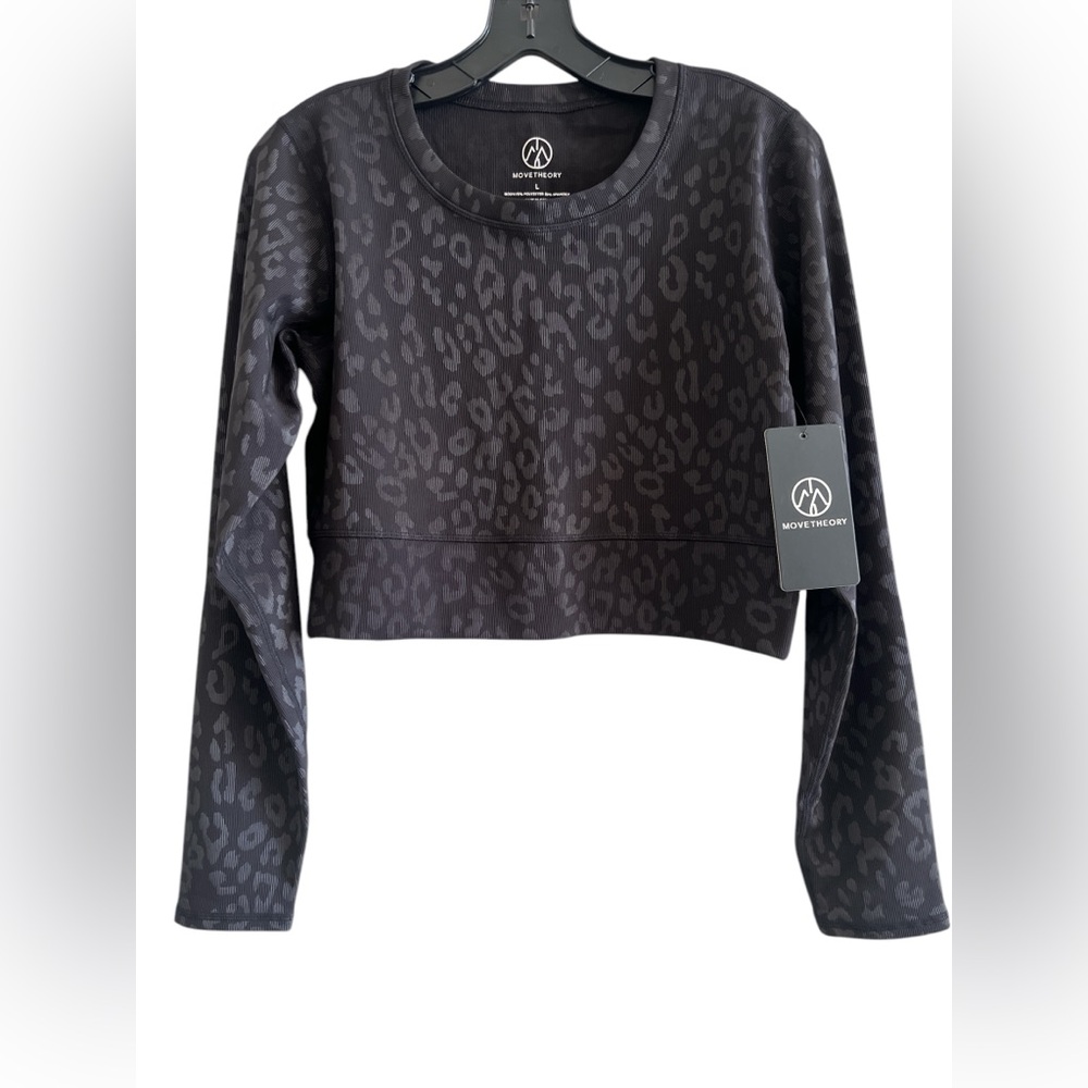 Move Theory DarkGray/Heather Gray Leopard Print Crop Top Size Large